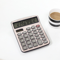 Calculatrice de bureau électronique CTPLUS GT-88 à 12 chiffres, rose doré, logo personnalisable, matière plastique pour l'école et le bureau