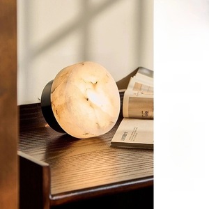 Casagd Spanish Natural Marble Wall Lamp Led E27 Beige Minimalist Style For Bedroom Living Room Hotel <b>Corridor</b> Balcony - Product Image 3