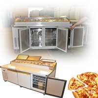 Réfrigérateur de préparation de pizza réfrigérée commerciale Affichage de refroidisseur de nourriture de table Table de refroidissement Bar à salade