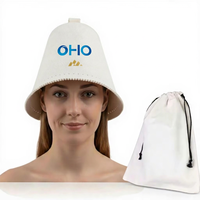 Chapeau de sauna en feutre doux et léger, design nordique, pour femmes et hommes, 100% laine mérinos fine, respirant, protège la tête et les cheveux