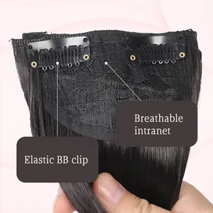 Extension de cheveux synthétiques invisible et sans couture pour femmes, 16-24 pouces, pour augmenter le volume des cheveux, trois mèches droites. - Product Image 5