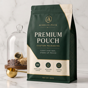Kemasan Teh dan Camilan Premium Custom Print, Food Grade, Resealable, Zipper, Anti Lembab, Flat Bottom Bag, Eight Side Seal Pouch - Product Image 2
