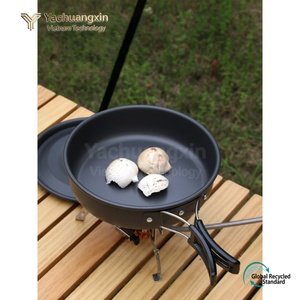 Sartén antiadherente de aluminio con mango plegable para acampar al aire libre, diseño minimalista, uso general en cocinas de gas e inducción - Product Image 3