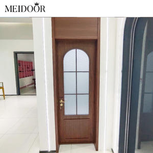 باب فرنسي زجاجي من الألمنيوم بتصميم قوسي عصري، باب خارجي تجاري لغرف النوم والردهات، عازل للحرارة، أسود، بمفصلات مقوسة، أبواب مزدوجة - Product Image 3