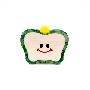 Vente en gros pince à cheveux mignonne pomme sourire visage pince à cheveux acétate pince à pression pour femmes pince à cheveux antidérapante pour chignon chignon accessoires de cheveux - Product Image 6