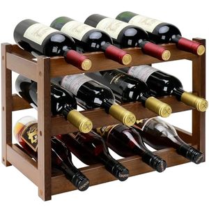 Étagère à vin à 3 niveaux pour 12 bouteilles, meuble de rangement autoportant en <span class=keywords><strong>bambou</strong></span>, pour comptoir de cuisine, garde-manger, salle à manger, bar - Product Image 1