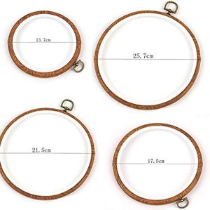 <span class=keywords><strong>Set</strong></span> Hoop bordir kayu imitasi, alat bantu jahit silang buatan tangan, tampilan kayu berdiri - Product Image 2