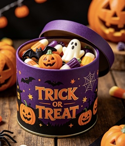 Tube en papier biodégradable imprimé sur mesure, boîte cylindrique en carton personnalisable pleine grandeur pour l'emballage de bonbons d'Halloween et de Noël - Product Image 2