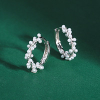 Boucles d'oreilles créoles Mlluki élégantes en argent sterling 925, bijoux fins de mariage, design cercle rond, guirlande de perles, pour femmes