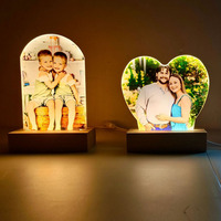 Cadre photo acrylique à sublimation lumineuse Feuille acrylique à sublimation personnalisée Base lumineuse en bois