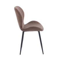 Chaise de salle à manger confortable, moderne, empilable, imperméable, à dossier haut, avec revêtement en velours Teddy pour la maison, l'appartement, l'hôtel, le restaurant