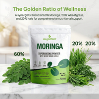 AegleWell Bubuk Supergreens Moringa Campuran Bubuk Moringa, Wheatgrass, dan Kale Superfood Greens Blend untuk Energi & Nutrisi Harian.