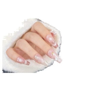 Bán Buôn Nhà Cung Cấp Handmade Móng Tay Giáng Sinh Tuyết Móng Tay Giả Mô Hình Pha Lê Cat Của Mắt Rượu Sâm Banh Đèn Flash Vàng Móng Tay Nhân Tạo - Product Image 4