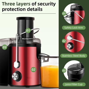 Extracteur de jus 4 en 1, 1800 W, puissant, à large ouverture, en acier inoxydable, pour légumes, fruits, viande et noix - Product Image 3