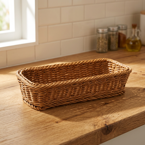 Rattan Rectangle Storage Basket for <b>Bread</b> and Kitchen Organization Rustic Style - Product Image 2