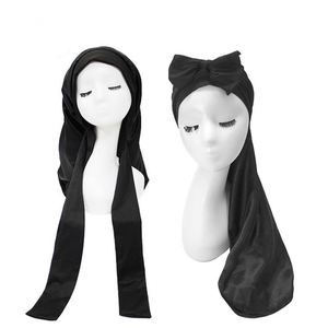 Gorros de Dormir de Seda de Leche de Doble Capa con Cola Redonda y Correa Ajustable, Gorro de Noche Suave y Transpirable para Mujeres y Hombres, Protección para el Cabello - Product Image 3