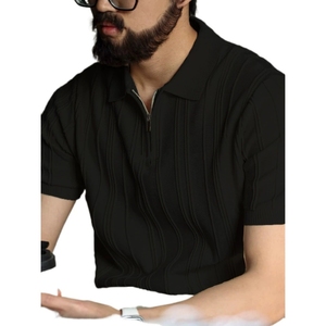 T-shirt da <span class=keywords><strong>uomo</strong></span> elegante Polo <span class=keywords><strong>con</strong></span> Zip in tinta unita verde oliva t-shirt moderna elegante da <span class=keywords><strong>uomo</strong></span> camicie a maniche corte Casual - Product Image 5
