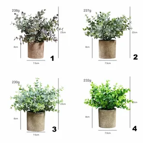 PT003-31 Fast Delivery Small Plastic Bonsai For Home Office Desktop Decoration Artificial Hedyotis Diffusa Plants In Pots Set