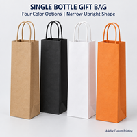 Sac cadeau pour vin en papier kraft à imprimé corail brancheux, pour bouteille unique, avec poignées torsadées - Noir