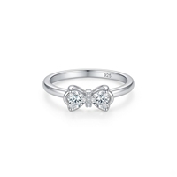 Bague de luxe légère en argent sterling 925 avec nœud et zircon en forme de cœur pour fiançailles, mariage ou promesse