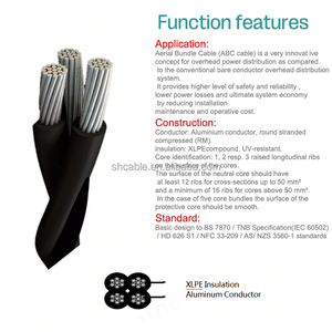 ABC สายอลูมิเนียมตัวนำ XLPE ฉนวนมัลติคอร์0.6/1KV <span class=keywords><strong>60502</strong></span> <span class=keywords><strong>IEC</strong></span> สำหรับสายไฟ - Product Image 5