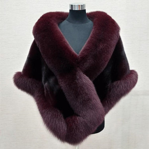 Hot Sale New Fashion Winter Warm Ladies Luxury Customized Cape Shawl Women Faux Fox <strong>Mink</strong> Fur <strong>Poncho</strong> - Product Image 4