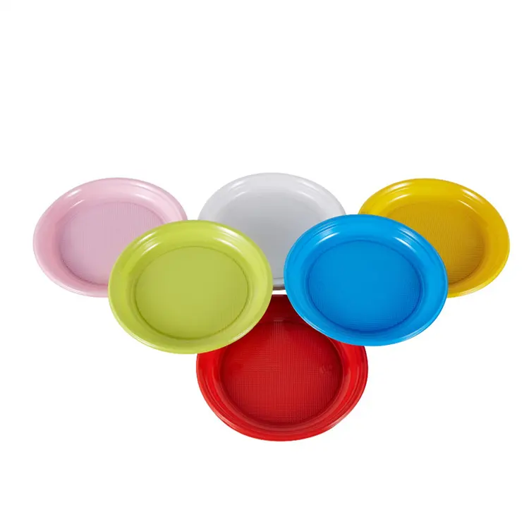Недорогие Одноразовые пластиковые тарелки для праздников, 8 дюймов, оптом