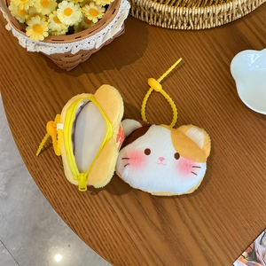 かわいい漫画風トラ猫ぬいぐるみコインケースキーホルダーミニジッパー財布ポーチイヤホンリップスティックバッグチャーム - Product Image 5