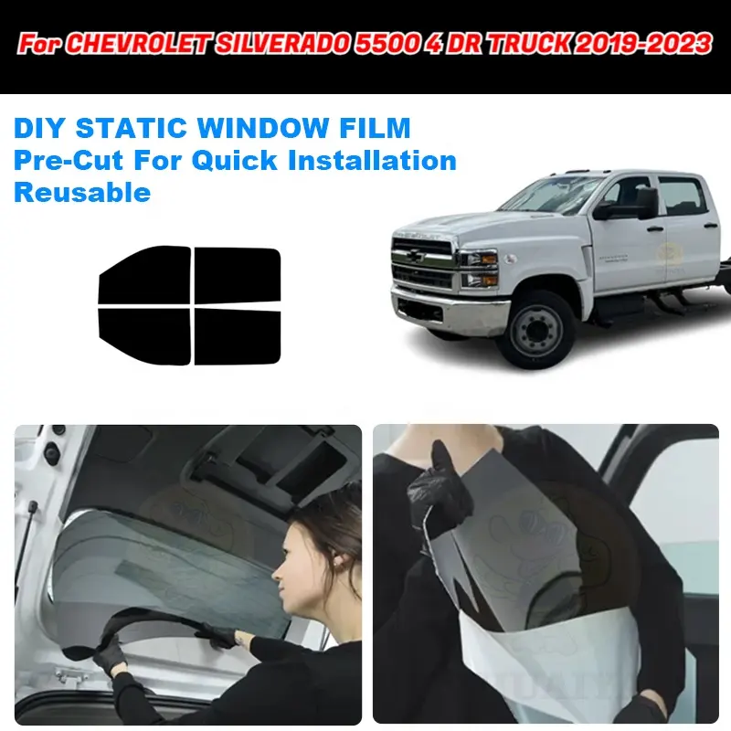 ZHUAIYA voiture fenêtre teinte amovible prédécoupé fenêtre teinte film pour CHEVROLET SILVERADO 5500 4 DR camion 2019-2023