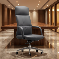 Chaise pivotante moderne, ergonomique, réglable en hauteur, en cuir de luxe pour le bureau.