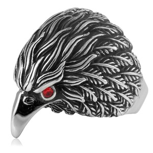 yunnique Eagle Men's <b>Titanium</b> Steel <b>Ring</b> Steel Color Prong Setting Animal Zodiac Gift - Product Image 1