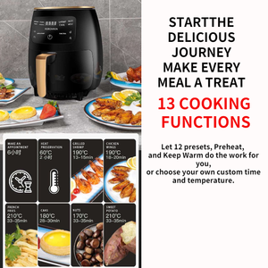 Qiudes Air Fryer 3.1-4.0L Electric Digital Square Plastic Household Multifunctional <b>PTFE</b> Non-Stick Detachable Handle Class - Product Image 3