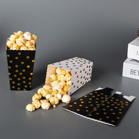 Boîte d'emballage alimentaire en gros pour pop-corn et aliments, carton jetable noir et blanc avec estampage à chaud, pour poulet, riz, frites, en papier