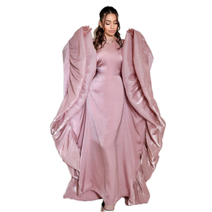 LEDUO Customized Elegant Luxury Women Muslim Satin Rayon Ruffle Sleeve Maxi Modest Islamic <b>Abaya</b> Spring - Product Image 1