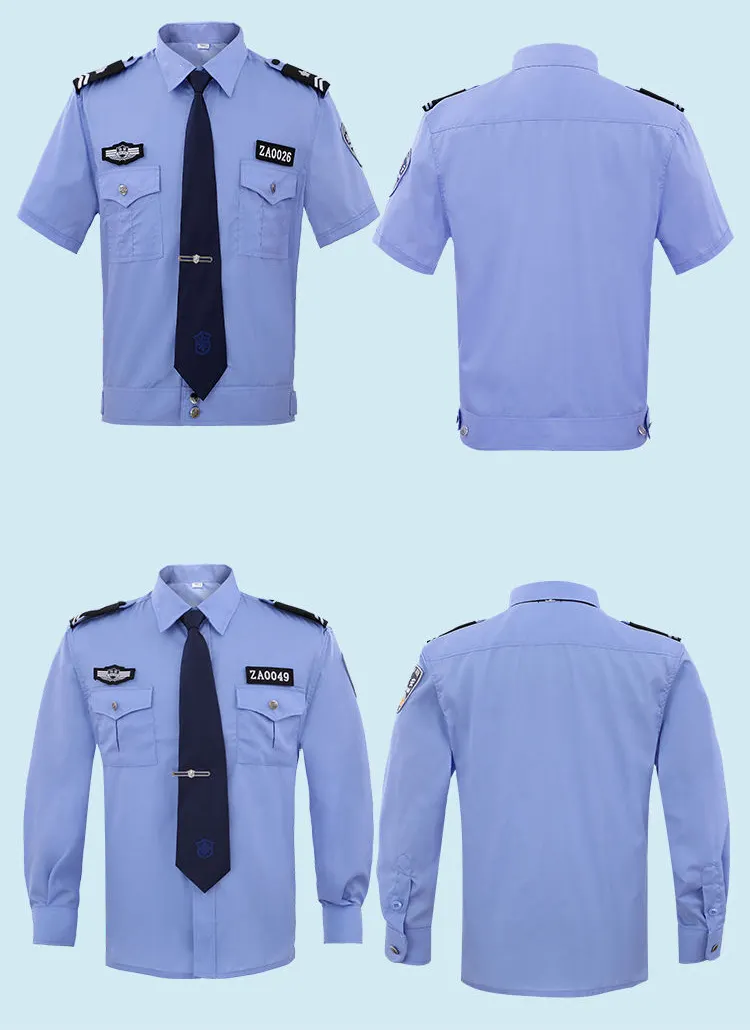 Servicio OEM Uniforme de seguridad de manga corta Uniforme DE SEGURIDAD Camisas Uniformes de seguridad de algodón Conjunto de guardia