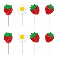 Guirlande de bannière thème fraise joyeux anniversaire, décoration de gâteau, ensemble de décoration joyeux anniversaire