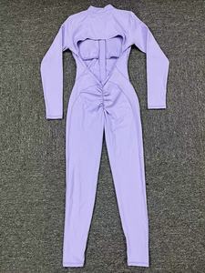Combinaison de yoga sans couture pour femme PASUXI, effet ventre plat, manches longues, coupe ajustée, une pièce, body sculptant pour l'entraînement - Product Image 6