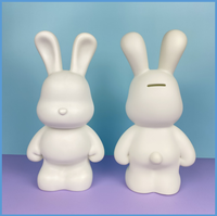 Beliebte Kunsthandwerke 22cm/32cm/52cm DIY Flüssigkeits-Kaninchen-Spielzeug, leere Tierfiguren aus Kunststoff zum Bemalen, Flüssigkeits-Bär mit Spardose