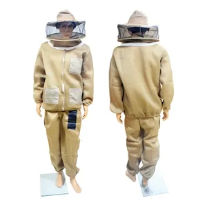 BAIFENG BEE Nuevo <span class=keywords><strong>Traje</strong></span> de Apicultura Marrón con Protección 3D de Algodón Transpirable, Disfraz de Apicultor con Velo, Capucha y Sombrero, Anti-<span class=keywords><strong>Abejas</strong></span>, Poliéster 1 - Product Image 1