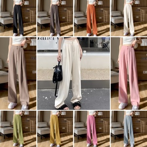 Spring Summer Lady <strong>Pleated</strong> Suit Pants High Waist Pocketed Long Wide Leg <strong>Trousers</strong> New <strong>Women</strong> Formal Suit Pants - Product Image 3