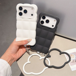New Macaron Colors Liquid Silicone Wave Edge Phone case for <b>iphone</b> 18 17 16 Pro Max with Cloud Wristband Shockproof Rear Cover - Product Image 4