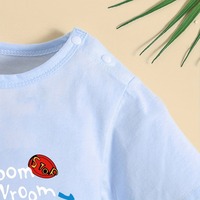 Jumpsuit Bayi Summer Infant Bermotif Mobil 100% Katun dengan Kancing Tekan untuk Bayi Laki-laki