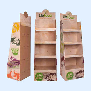 Support d'affichage au sol en papier kraft pliable à 3 niveaux, écologique, avec revêtement UV, pour supermarché, présentoir en carton ondulé - Product Image 2