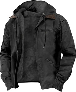 Veste décontractée en <span class=keywords><strong>coton</strong></span> à capuche pour homme, couleur unie, rembourrée, avec poche zippée, tendance - Product Image 2