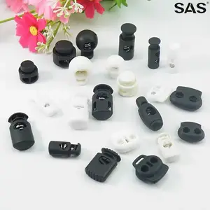 Sas Factory Direct Supply Aangepaste Logo Size Transparant Zwart Kleurrijke Plastic Cord Lock Stopper