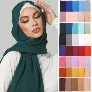 288 Colors Stock muslim women cheap chiffon hijab scarf 100% high quality wholesale hijab musulman