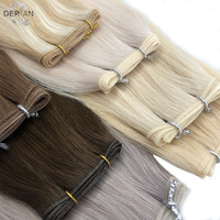 Extensions de cheveux humains Remy Genius Weft invisibles russes à double trame fine, provenant d'un seul donneur - Vente chaude