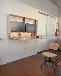 Extra Wide Wall Mount Electric Sit-Stand Murphy <strong>Desk</strong> Dual Monitor <strong>Fold</strong> <strong>Out</strong> Workstation Fit Two 27in Space Saving Home Office OEM - Product Image 2