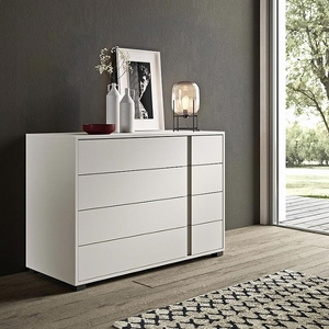 <span class=keywords><strong>Commode</strong></span> blanche moderne pour chambre à coucher, design haut avec 4 tiroirs, idéale pour salon et chambre. - Product Image 1