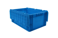 Conteneur de stockage logistique en plastique avec couvercle, 600*400*280mm, pour la promotion des produits alimentaires et l'utilisation en supermarché, idéal pour la chaîne d'approvisionnement.